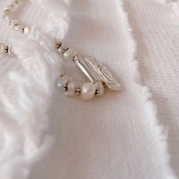 Winged Heart Silver Bar Pendant with Baroque Pearls - Picture 4 of 4